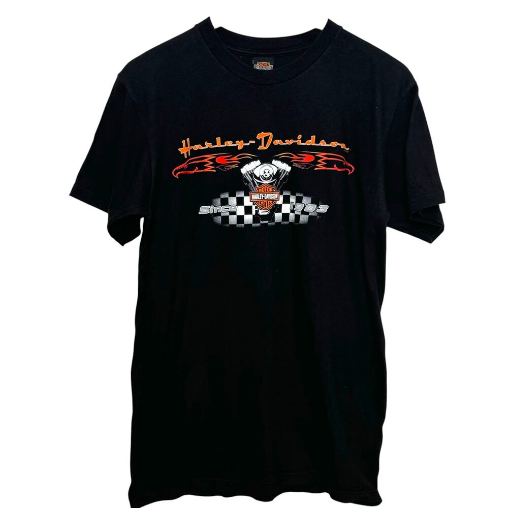 Harley Davidson Size Medium Checkered Flag T-Shirt Aruba -One Cool Bikers Island